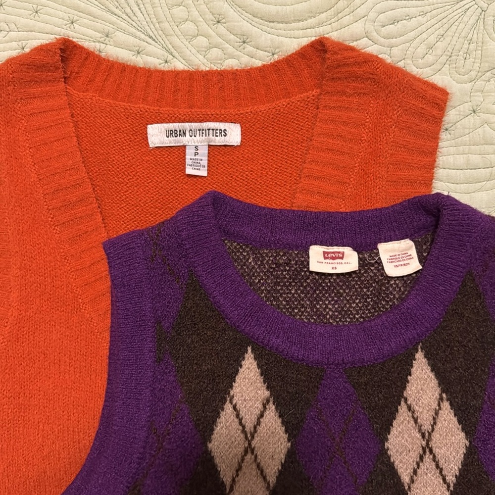 2 Vests… urban outfitters and Levi’s.